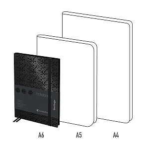 Записная книжка А6 80л., кожзам, Berlingo "DoubleBlack", черный срез, черная, с рисунком