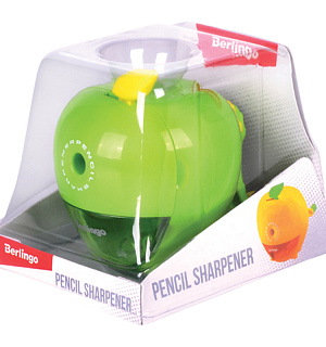 Точилка механическая Berlingo "Яблоко", цвета в асс., пласт. копус, инд. упаковка