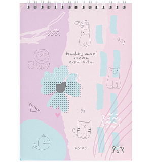 Блокнот А5 60л. на гребне MESHU "Сute memphis", пластиковая обложка