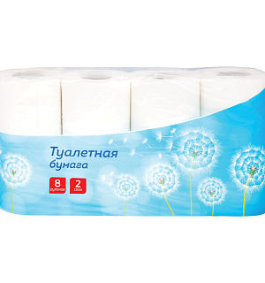 Бумага туалетная OfficeClean 2-слойная, 8шт., тиснение, белая