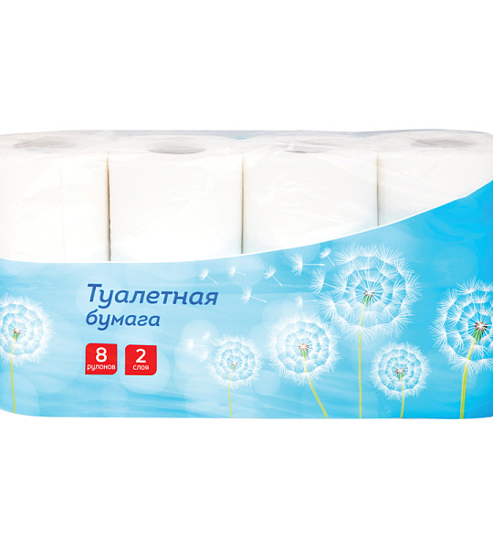 Бумага туалетная OfficeClean 2-слойная, 8шт., тиснение, белая