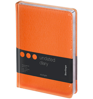 Ежедневник недатир. A5, 160л., кожзам, Berlingo "Starlight", серебр. срез, оранжевый