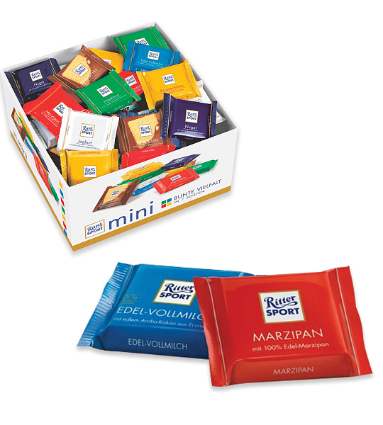 Шоколад порционный RITTER SPORT, набор 7 вкусов, 84 плитки по 16,7 г, R 484C