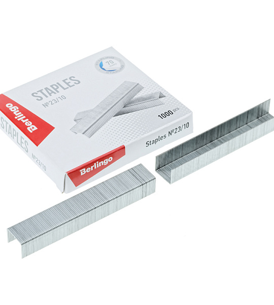 Скобы для степлера №23/10 Berlingo, оцинкованные, 1000шт.
