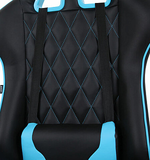 Кресло компьютерное BRABIX "GT Master GM-110", две подушки, экокожа, черное/голубое, 531928