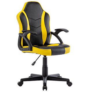 Кресло компьютерное BRABIX "Shark GM-203", экокожа, черное/желтое, 532514