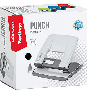 Дырокол Berlingo "Power TX" 20л., металлический, с фиксатором и линейкой, синий