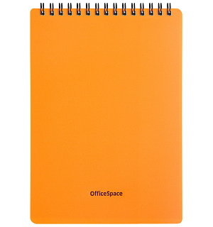 Блокнот А5 60л. на гребне OfficeSpace "Neon", оранжевая пластиковая обложка