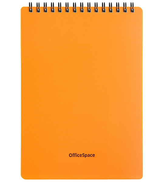 Блокнот А5 60л. на гребне OfficeSpace "Neon", оранжевая пластиковая обложка