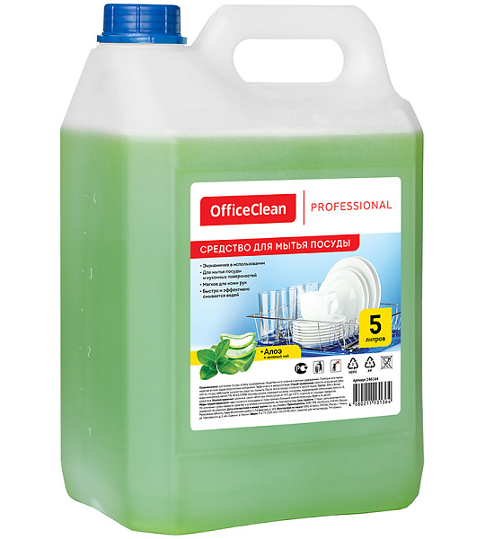 Средство для мытья посуды OfficeClean Professional "Алоэ и зеленый чай", канистра, 5л