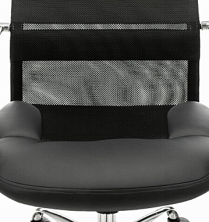 Кресло офисное BRABIX PREMIUM "Stalker EX-608 CH", хром, ткань-сетка/кожзам, черное, 532091