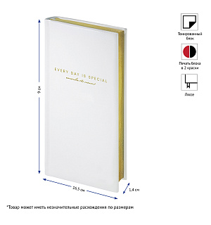 Еженедельник недатированный, карманный, 64л., кожзам, OfficeSpace "Dallas", белый, зол. срез