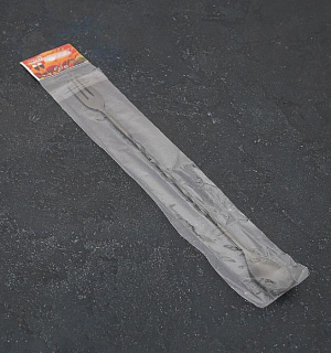 Ложка барная с вилкой, 32,5 см, цвет чёрный