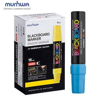 Маркер меловой MunHwa "Black Board Jumbo" голубой, 15мм, водная основа