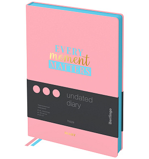 Ежедневник недатированный, А5, 160л., кожзам, Berlingo "Haze", голубой срез, розовый, с рисунком