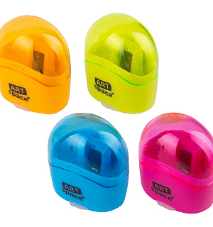 Точилка пластиковая ArtSpace 1 отверстие, контейнер, с крышкой, ассорти