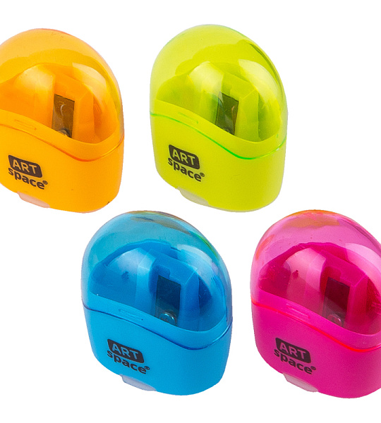 Точилка пластиковая ArtSpace 1 отверстие, контейнер, с крышкой, ассорти