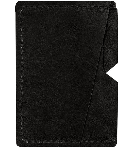 Кардхолдер OfficeSpace, 3 отделения, 10*7см, натуральная кожа, черный