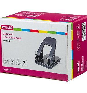 Дырокол Attache до 30 листов, с линейкой, цвет черный