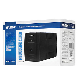 Источник бесперебойного питания SVEN Pro 600, 600VA (360W), 2 евророзетки, SV-013837
