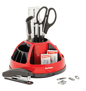 Настольный органайзер Berlingo "BR", 9 предметов, вращающийся, черный/красный