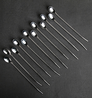 Набор ложек-трубочек барных Доляна «Витые», 22 см, 6 шт