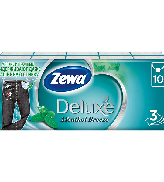 Носовые платочки ZEWA Deluxe Ментол арома 3сл з ел 10х10шт/уп 5120100