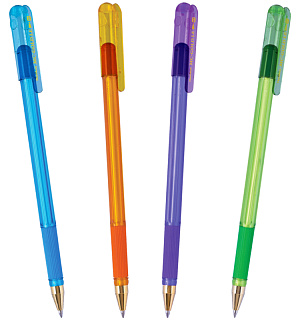 Ручка шариковая MunHwa "MC Gold LE" синяя, 0,5мм, грип, штрих-код, корпус ассорти