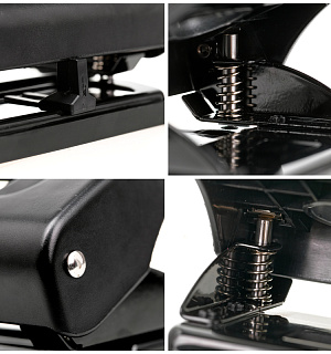 Дырокол OfficeSpace 20л., пластиковый, черный, с линейкой