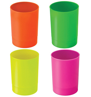 Подставка-стакан СТАММ "Офис. Neon", пластик, круглый, ассорти