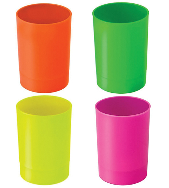 Подставка-стакан СТАММ "Офис. Neon", пластик, круглый, ассорти