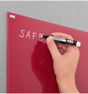 Доска стеклянная магнитно-маркерная 2х3 "Office", 45*45см, красная, маркер, 6 магнитов