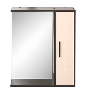 Шкаф-зеркало "Эко-60" 20 х 60 х 75 см, венге/дуб молочный правый