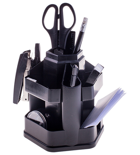 Настольный органайзер OfficeSpace "Офисный", 13 предметов, вращающийся, черный