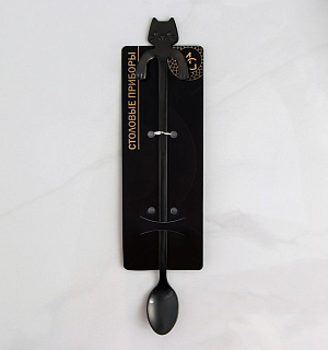 Ложка барная Magistro «Котик», 20×3,3×1,5 см, цвет чёрный