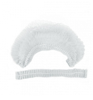 Шапочка-берет Шарлотта "Плиссе" КОМПЛЕКТ 125 шт. спанбонд 15 г/м2, белая, ГЕКСА