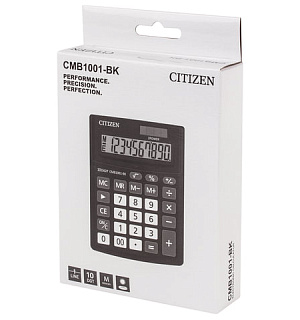 Калькулятор настольный CITIZEN BUSINESS LINE CMB1001BK, МАЛЫЙ (136x100 мм), 10 разрядов, двойное питание