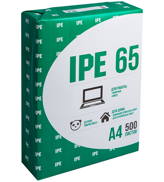 Бумага писчая IPE 65, А4, 500л., 55-65г/м2, 75%