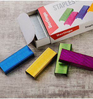 Скобы для степлера №24/6 Berlingo, цветные 1000шт.