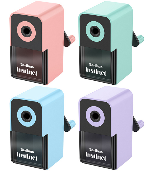 Точилка механическая Berlingo "Instinct", цвета в асс., пласт. корпус, инд. упаковка