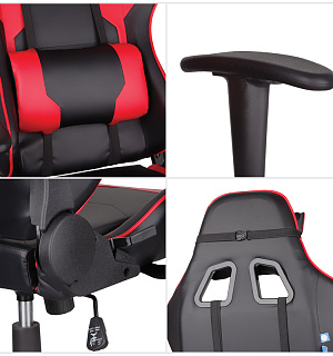 Кресло игровое Helmi HL-G01 "Victory", искусственная кожа, черная/красная, 2 подушки