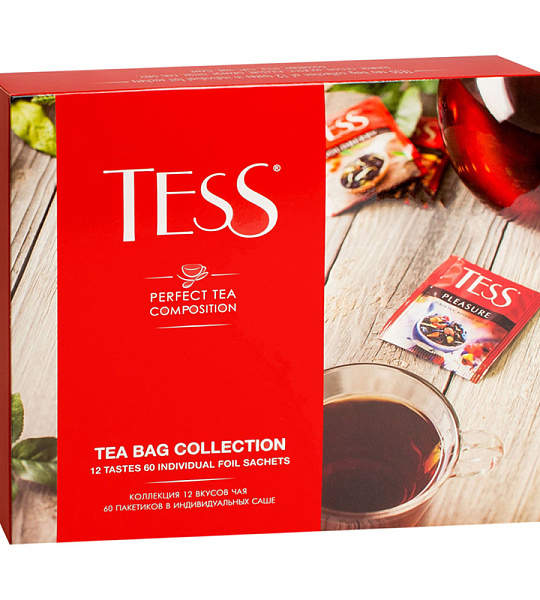 Подарочный набор чая Tess "Tea bag collection", 12 видов, 60 пакетиков, картонная коробка