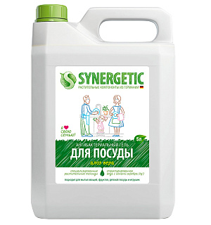 Средство для мытья посуды, фруктов, игрушек Synergetic "Алоэ", антибакт., концентрат, канистра, 5л