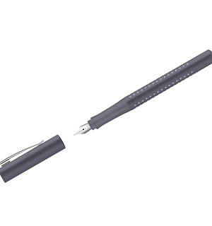 Ручка перьевая Faber-Castell "Grip 2010" синяя, F=0,6мм, трехгран., бархатный серый корпус