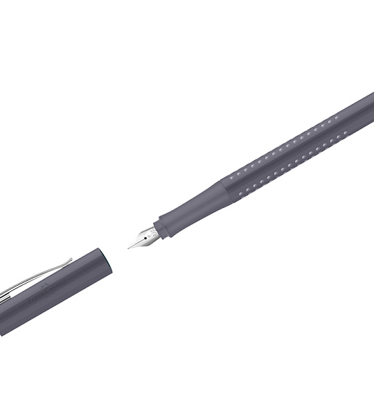 Ручка перьевая Faber-Castell "Grip 2010" синяя, F=0,6мм, трехгран., бархатный серый корпус