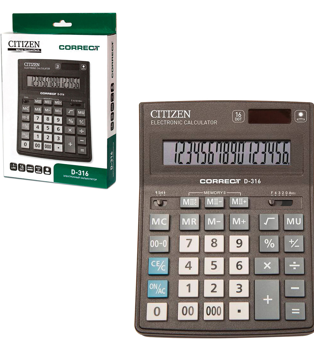 Калькулятор Citizen D-316 16р.
