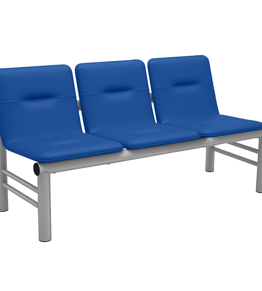 Секция 3 места Троя, 1470*590*755, каркас серебр. мет., кожзам синий К-20 (ПОД ЗАКАЗ)