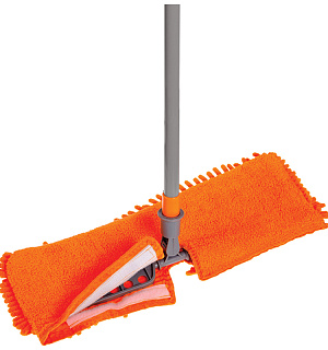 Швабра двусторонняя OfficeClean Professional, телескоп. ручка 70-120см, насадка МОП микрофибра 40 см