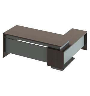 Стол письменный угловой с бок. тумбой лев. МФ Виско Дельта/Венге-Антрацит, 1880*1800*780 (ПОД ЗАКАЗ)