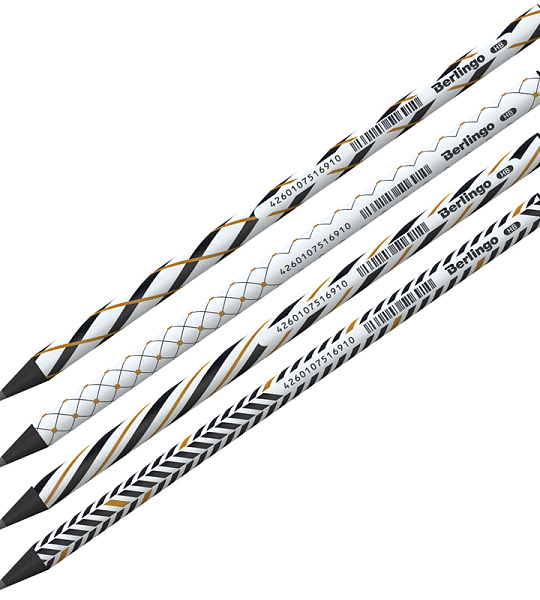 Карандаш ч/г Berlingo "Vortex" HB, круглый, черное дерево, заточен